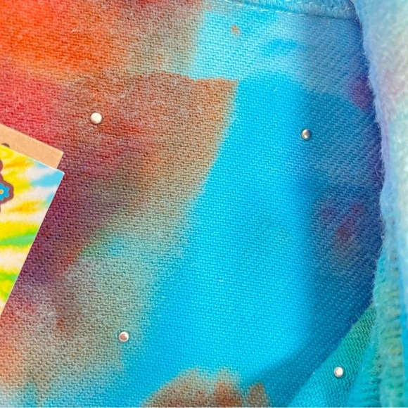 Handmade Tie Dye Jean Jacket Shacket Womens Size Large XL Upcycled Pearl Pockets - Picture 9 of 14